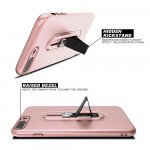 Wholesale iPhone 8 Plus / 7 Plus Runner Slide Stripe Finger Holder Stand Case (Rose Gold)